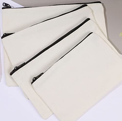 ViLiyDuo 10 Piezas DIY Bolsas de Tela en Blanco, Estuches de Lápices de Tela en Blanco, Bolsa de Cosméticos Pequeña, Bolsa de Tela para Pintar, Bolsas de Cosméticos con Cremallera, 20 x 12 cm