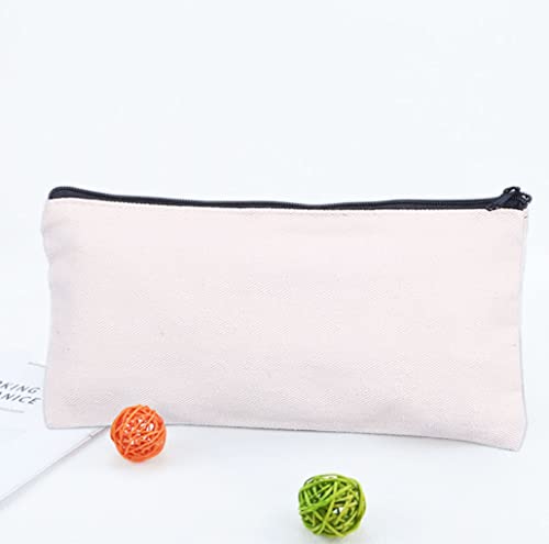 ViLiyDuo 10 Piezas DIY Bolsas de Tela en Blanco, Estuches de Lápices de Tela en Blanco, Bolsa de Cosméticos Pequeña, Bolsa de Tela para Pintar, Bolsas de Cosméticos con Cremallera, 20 x 12 cm