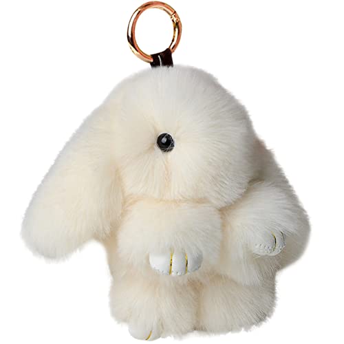 VMOTA Conejito Llavero, Llavero De Conejito De Peluche, Blanco Felpa Conejo Llaveros, Llavero Colgante De Conejo De Peluche, Bonito Llavero De Peluche De Conejito, Muñeco De Pompón Suave y Lindo