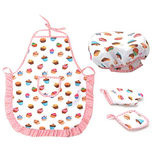 Vorfaove El de Cocina y Horneado para NiñOs de 4 Piezas Incluye un Delantal para NiñAs PequeñAs, Gorro de Chef, para NiñOs PequeñOs