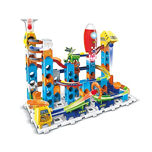 VTech – Marble Rush, Circuito electrónico de Bolas de Rocket Set Electronic M100E, Juego de construcción, 79 Piezas, 10 Bolas, Regalo para niños a Partir de 4 años – Contenido en francés