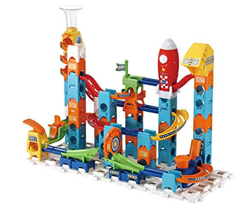 VTech Marble Rush Launch Pad, Juguetes de construcción para niños con 10 canicas y 75 Piezas de construcción, Juego de Pista electrónica para niños y niñas, Juguete de construcción codificado por