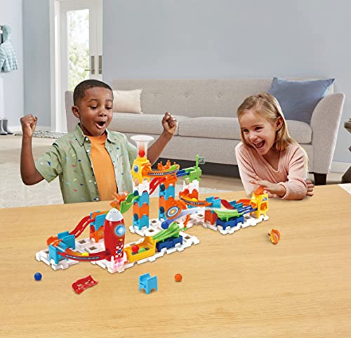 VTech Marble Rush Launch Pad, Juguetes de construcción para niños con 10 canicas y 75 Piezas de construcción, Juego de Pista electrónica para niños y niñas, Juguete de construcción codificado por