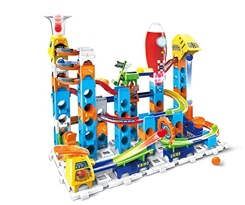 VTech Marble Rush Launch Pad, Juguetes de construcción para niños con 10 canicas y 75 Piezas de construcción, Juego de Pista electrónica para niños y niñas, Juguete de construcción codificado por