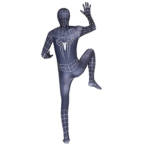 VVlight Disfraz de Spiderman negro para adultos, medias de cosplay para Halloween, disfraz de Halloween, traje unisex para niños y adultos (110~120cm, Negro)