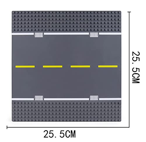 WANGE Placa Base clásica para Bloques de construcción. Compatible con Las Principales Marcas. 25 x 25 cm., 32 x 32 Puntos. 4 Placas de Carretera Recta.