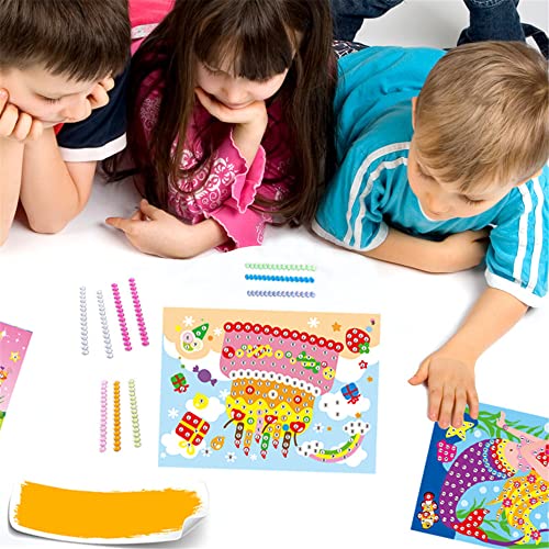 WANLIAN Mosaicos pegajosos Kit de Manualidades para niños, 10 Imagen separada Mosaico Etiqueta Arte Hecho a Mano niños DIY Pintura