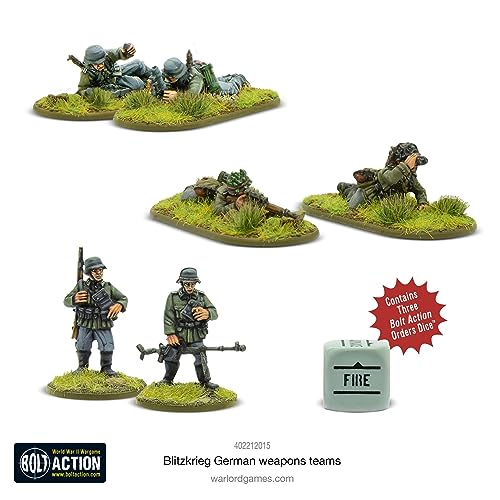 Warlord Games Blitzkrieg German Weapons Teams - Miniaturas a escala de 28 mm para acción de pernos, miniaturas altamente detalladas de la Segunda Guerra Mundial para juegos de guerra de mesa