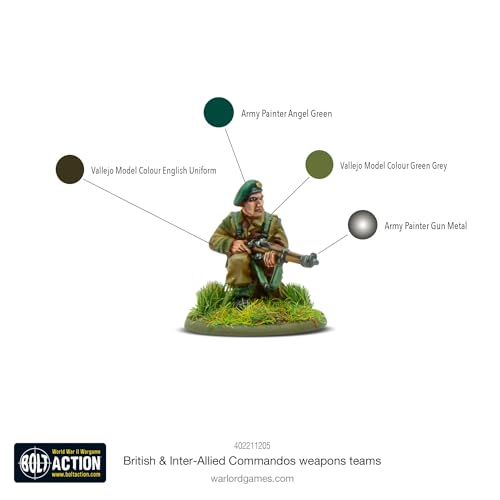 Warlord Games Equipos de armas de comandos británicos e interaliados - Miniaturas de escala de 28 mm para acción de pernos miniaturas altamente detalladas de la Segunda Guerra Mundial para juegos de