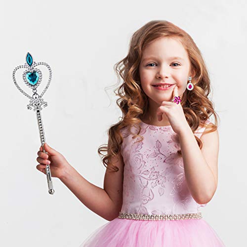 WATINC 46 Juego de accesorios de vestir de princesa para niñas Bisutería Juguetes Tiara Collar Pulsera Varita mágica Corona Anillo Pendientes para cosplay Favores de fiesta de Navidad