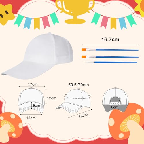 WAVATA 10 gorras de béisbol, gorras de graffiti, juego de manualidades para niños, gorras para pintar, gorras de béisbol, juego de bricolaje, gorra de béisbol blanca para ideas de regalo, gorra de