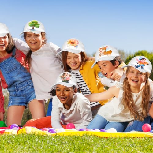 WAVATA 10 gorras de béisbol, gorras de graffiti, juego de manualidades para niños, gorras para pintar, gorras de béisbol, juego de bricolaje, gorra de béisbol blanca para ideas de regalo, gorra de