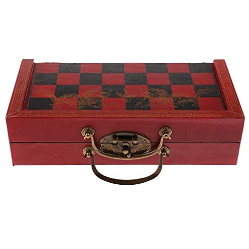 WBJLG Juego de ajedrez Juego de ajedrez Plegable de Regalo Piezas de ajedrez de Terracota con Tablero de Juego de Madera para Familiares Amigos Compañeros de Trabajo Juego de Tablero de