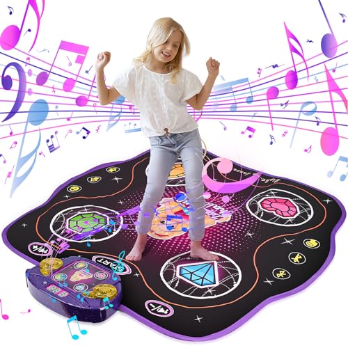 Weinsamkeit Alfombra de Baile para Niños 3-12 Años, Tapete de Baile Iluminada con Bluetooth, Alfombra Musical con 9 Niveles de Desafío, Regalos para Niñas de 3 4 5 6 7 8 9 10 11 12+ Años