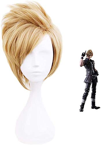 WHBHD Anime Cosplay Pelucas Ff15 Propio Argentum Golden Hair Pein Peluca Cosplay Pelucas de Fiesta + Peluca Cap