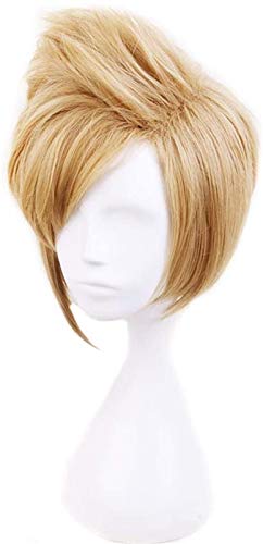 WHBHD Anime Cosplay Pelucas Ff15 Propio Argentum Golden Hair Pein Peluca Cosplay Pelucas de Fiesta + Peluca Cap