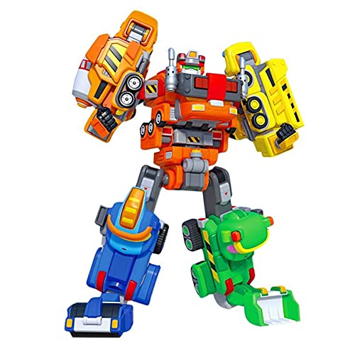 WHFMATPQB 5 en 1 Gogo Dinosaur Explorer Acousto Optic Deformable Robot Juguetes de plástico ABS para niños Colección de decoración de Regalos de cumpleaños y Navidad