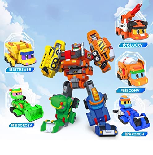 WHFMATPQB 5 en 1 Gogo Dinosaur Explorer Acousto Optic Deformable Robot Juguetes de plástico ABS para niños Colección de decoración de Regalos de cumpleaños y Navidad