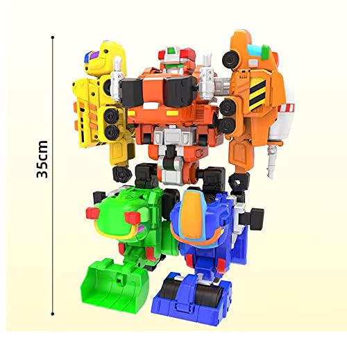 WHFMATPQB 5 en 1 Gogo Dinosaur Explorer Acousto Optic Deformable Robot Juguetes de plástico ABS para niños Colección de decoración de Regalos de cumpleaños y Navidad