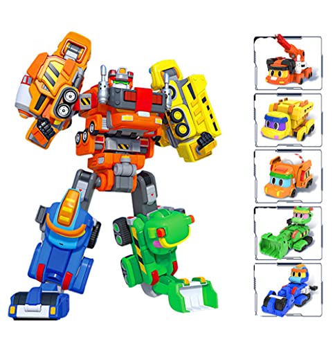 WHFMATPQB 5 en 1 Gogo Dinosaur Explorer Acousto Optic Deformable Robot Juguetes de plástico ABS para niños Colección de decoración de Regalos de cumpleaños y Navidad