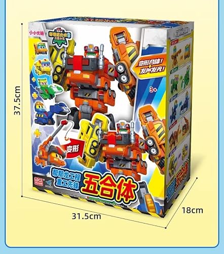 WHFMATPQB 5 en 1 Gogo Dinosaur Explorer Acousto Optic Deformable Robot Juguetes de plástico ABS para niños Colección de decoración de Regalos de cumpleaños y Navidad