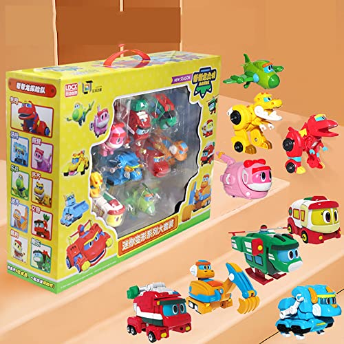 WHFMATPQB Gogo Dinosaur Resources Manager Juego De 9 Piezas para Mini Juguetes De Plástico para Niños La Creatividad Se Transforma En Un Robot Dinosaurio Regalos Navideños Regalo De Cumpleaños