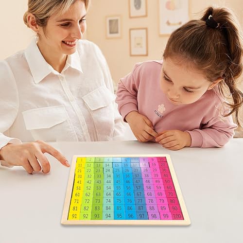 Whrcy Montessori Cien Consejo - Coloridos Juegos de Multiplicación de Madera | Juegos de aprendizaje de números consecutivos del 1 al 100, Juegos educativos para Los 4 Años en Clase en la Temporada