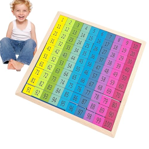 Whrcy Montessori Cien Consejo - Coloridos Juegos de Multiplicación de Madera | Juegos de aprendizaje de números consecutivos del 1 al 100, Juegos educativos para Los 4 Años en Clase en la Temporada