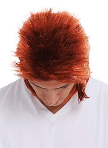 WIG ME UP- 31910-FR14B Peluca Carnaval Hombres Melena Mullet farru Erizo los años 80 Rojo cobrizo