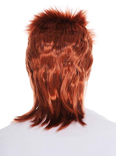 WIG ME UP- 31910-FR14B Peluca Carnaval Hombres Melena Mullet farru Erizo los años 80 Rojo cobrizo