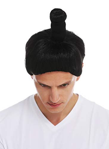 WIG ME UP- 68619-P103 Peluca Halloween Carnaval Hombres Mujeres samurái Chino japonés espadachín