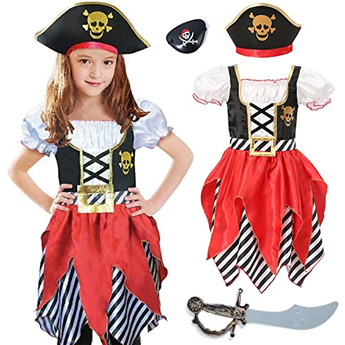 Wilin Girls Pirate Clothing Pirate Princess infantiles Clothing Pirate role play Clothing suit 7-9 años