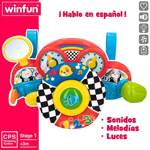 Winfun 46879 - Volante bebé con luz y sonido, Juguetes y accesorios para bebés interactivo, regalos para carro o cuna