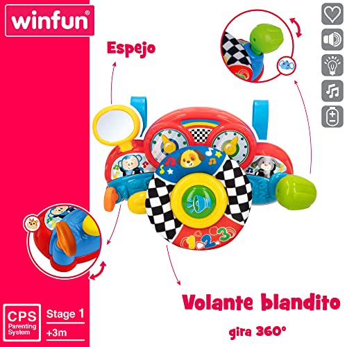 Winfun 46879 - Volante bebé con luz y sonido, Juguetes y accesorios para bebés interactivo, regalos para carro o cuna