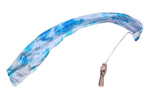 Winged Sirenny Fluido Cinta Seda de Aventar, Heraldo Streamer de Baile, Colorida Seda de Juego para Danza Niños (180cm Hielo)