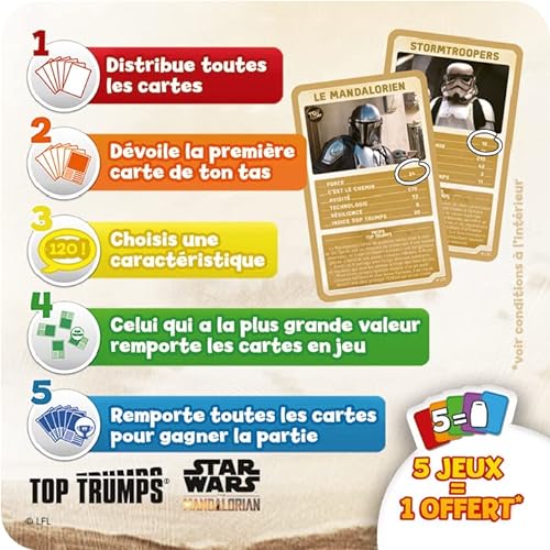 Winning Moves - Top Trumps Star Wars The Mandalorian - Juego de Mesa - Juego de Cartas - Juego de Batalla - Versión en francés