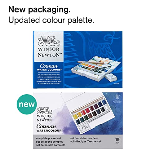 Winsor & Newton acuarela Cotman - Caja de acuarela Sketcher Deluxe - set de 16 medio godets, colores surtidos