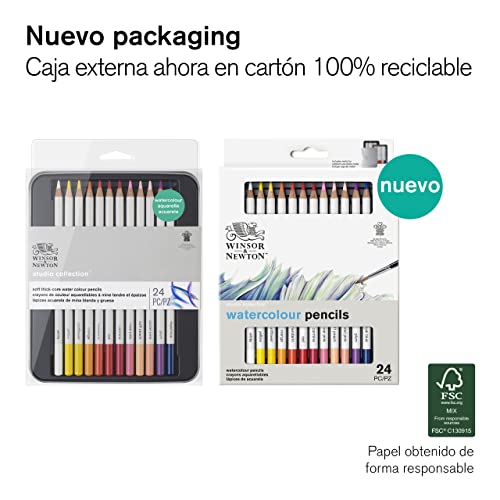 Winsor & Newton Acuarela, multicolor, 24 lápices