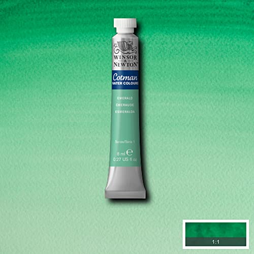 Winsor & Newton Cotman 8840092 - Pintura de acuarela de estudio, colores vivos con muy buenas propiedades de procesamiento, tubo de 8 ml, color esmeralda