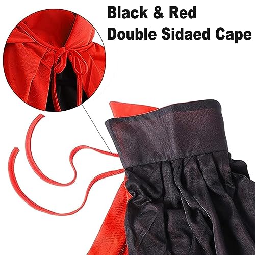 Winwild Capa de Vampiro con Cuello - Negro Rojo de Doble Cara, Halloween Capa de Vampiro Disfraz de Mujer Hombre Adulto para Carnaval Halloween Cosplay Costume(L-150cm)