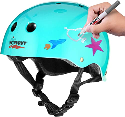 Wipeout - Casco para bicicleta con rotuladores de borrado en seco, azul turquesa, para es de 5 años