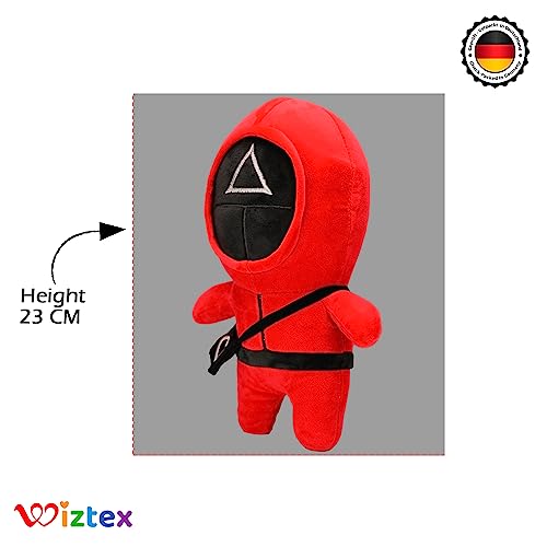 wiztex Figura de Calamar de Peluche para Amantes niños de la Serie de Juegos de Calamar - Frente Man Cosplay Triángulo Rojo, Cuadrado Rojo, Rojo Kries, Juego de 3 Unidades (Rojo Triangular)