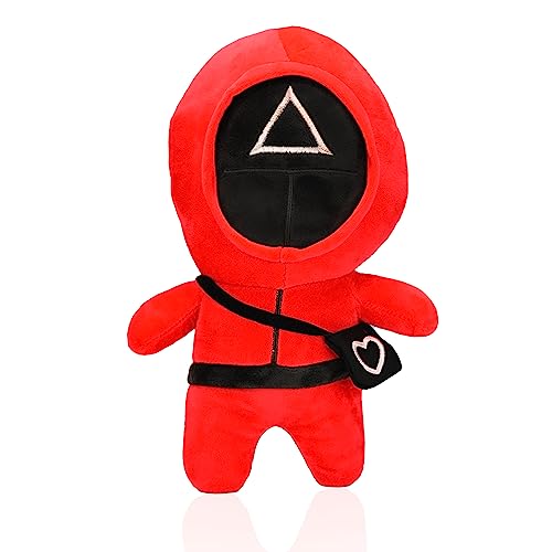 wiztex Figura de Calamar de Peluche para Amantes niños de la Serie de Juegos de Calamar - Frente Man Cosplay Triángulo Rojo, Cuadrado Rojo, Rojo Kries, Juego de 3 Unidades (Rojo Triangular)