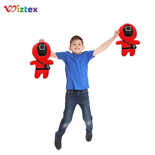 wiztex Figura de Calamar de Peluche para Amantes niños de la Serie de Juegos de Calamar - Frente Man Cosplay Triángulo Rojo, Cuadrado Rojo, Rojo Kries, Juego de 3 Unidades (Rojo Triangular)