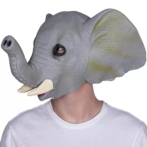 WLLLTY Máscara de Halloween realista elefante fiesta máscara zoológica Tema vestido hasta sombreros Halloween disfraz fiesta Animal Props