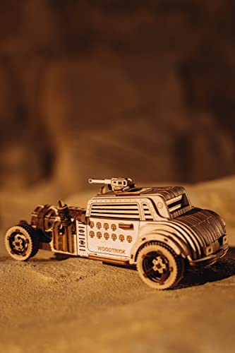 Wood Trick Apocalyptic Car 3D Wooden Puzzles Rompecabezas de Madera en 3D para Construir - Recorre hasta 8 m - Kits de Construcción de Coches de Madera para Adultos