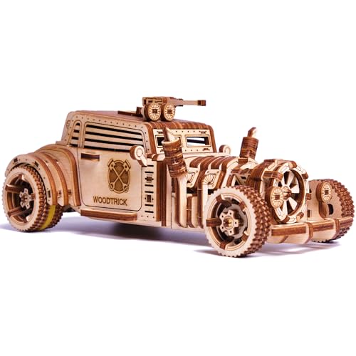 Wood Trick Apocalyptic Car 3D Wooden Puzzles Rompecabezas de Madera en 3D para Construir - Recorre hasta 8 m - Kits de Construcción de Coches de Madera para Adultos