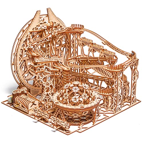 Wood Trick Galaxy Marble Run - Puzzles 3D en Bois à construire pour adultes - Fonctionnement électrique - Kits de modèles en Bois de montagnes russes pour adultes à construire