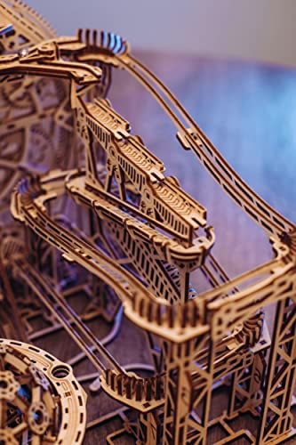 Wood Trick Galaxy Marble Run - Puzzles 3D en Bois à construire pour adultes - Fonctionnement électrique - Kits de modèles en Bois de montagnes russes pour adultes à construire