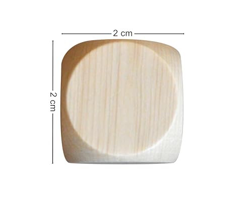 Wooden World - 10x dados de madera lisos cubos en blanco madera sin pintar seis lados 20 mm